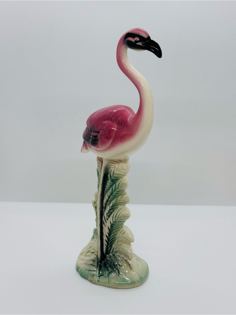 VTG Mid-Century Ceramic Pink Flamingo Figurine 10” Art Deco